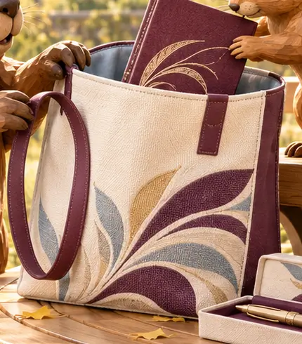 Illustrative campus merchandise showing a coordinated collection in use.
